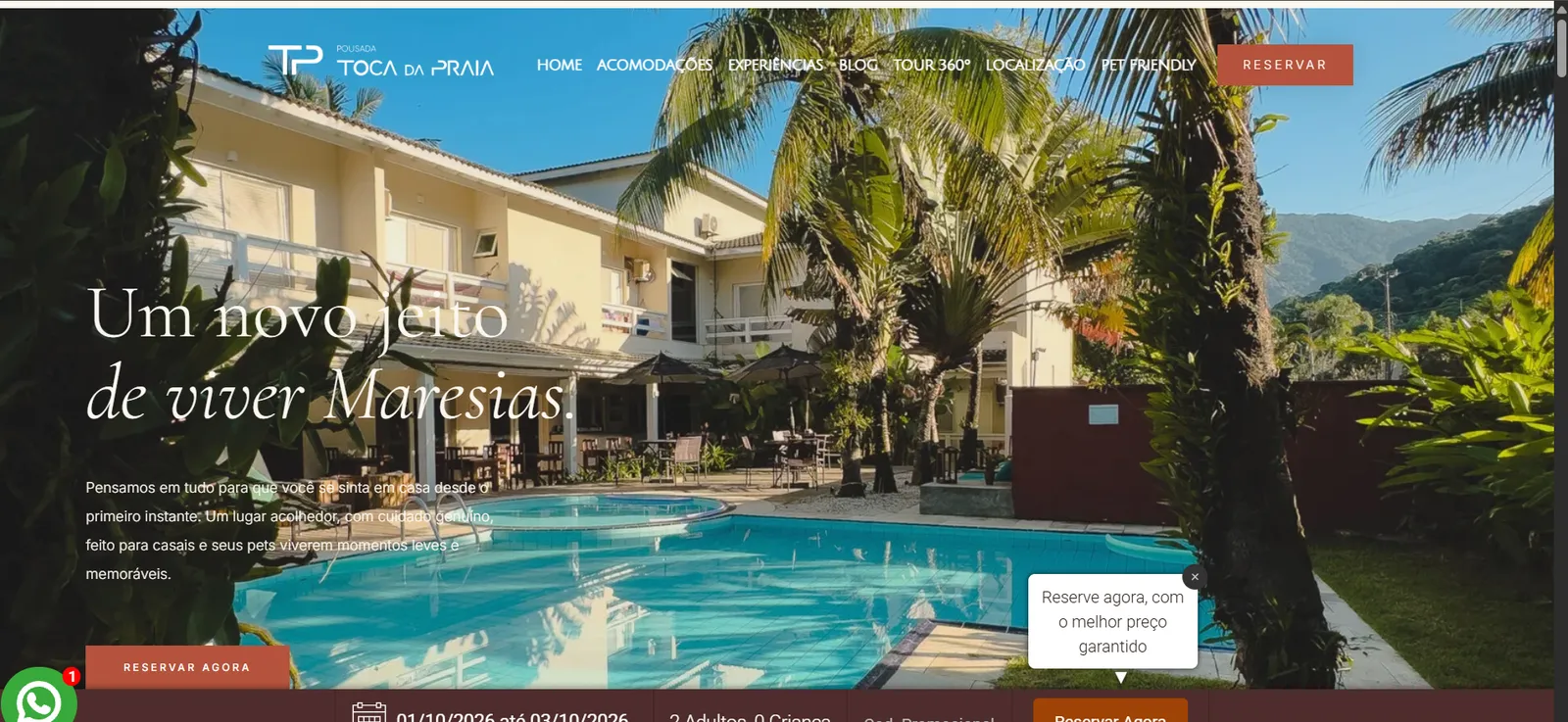 Home de um site hoteleiro